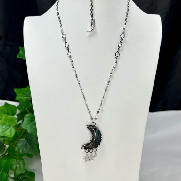 Crescent Moon & Stars Labradorite Statement Necklace - Picture 5 of 7